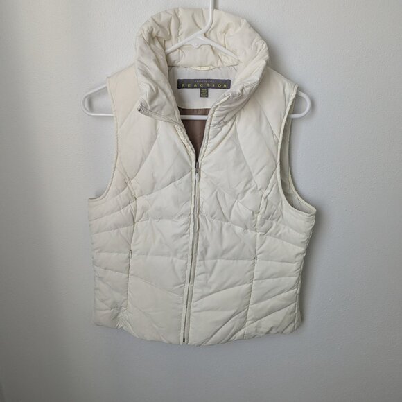 Kenneth Cole Reaction Off-White Puffer Zip Up Vest, Medium - Picture 2 of 5